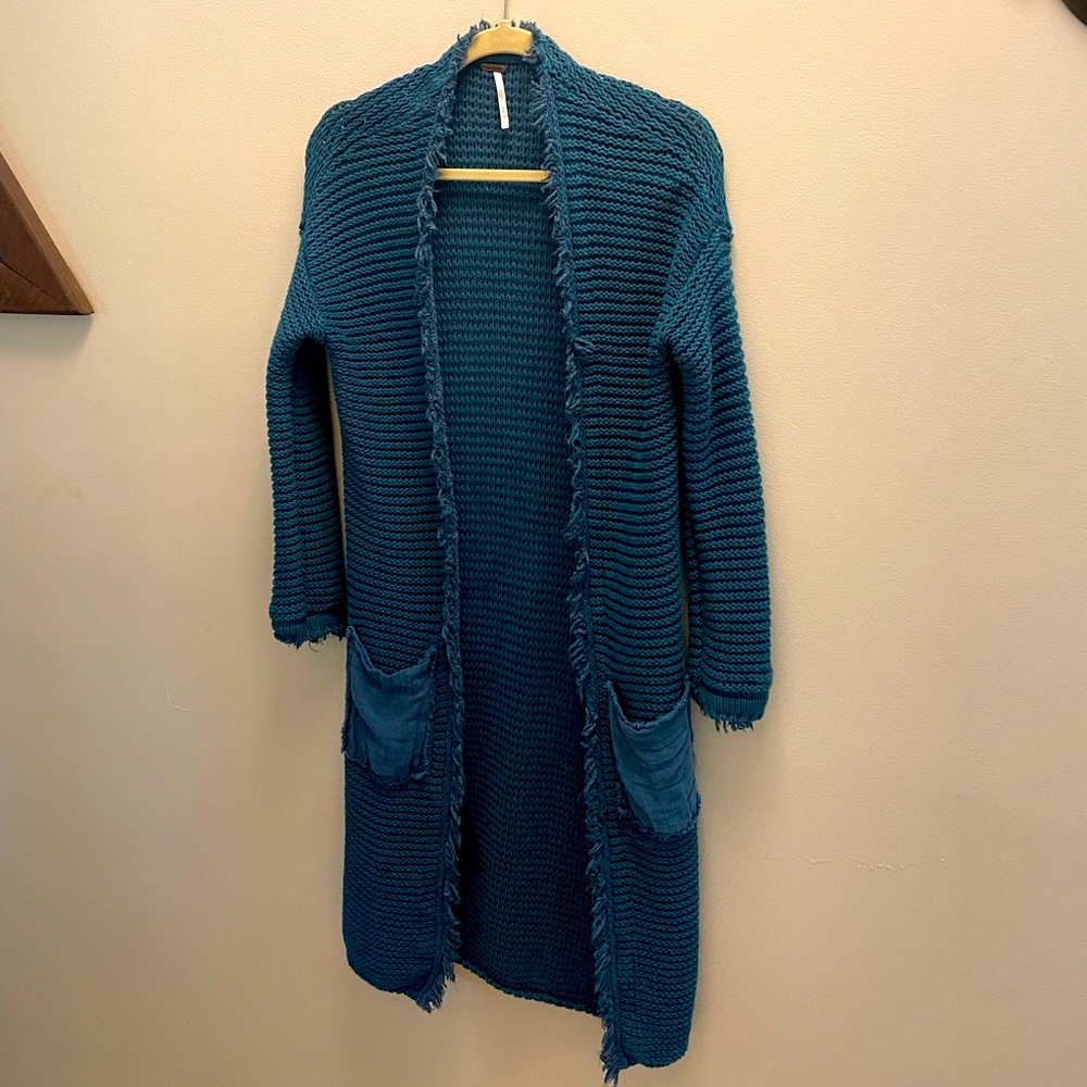 Crochet style mid length cardigan